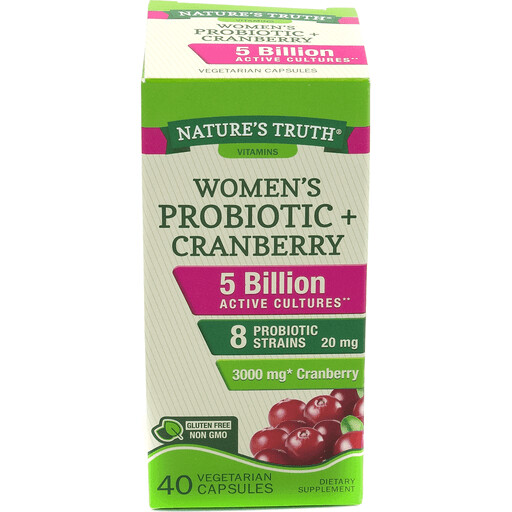 Nature's Truth Women's Probiotic Plus Cranberry 5 Billion CFU Vegetarian Capsules 40ct