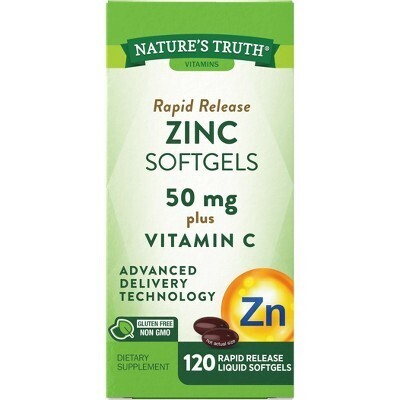 Zinc 50mg Plus Vitamin C Rapid Release Liquid Softgels 120ct