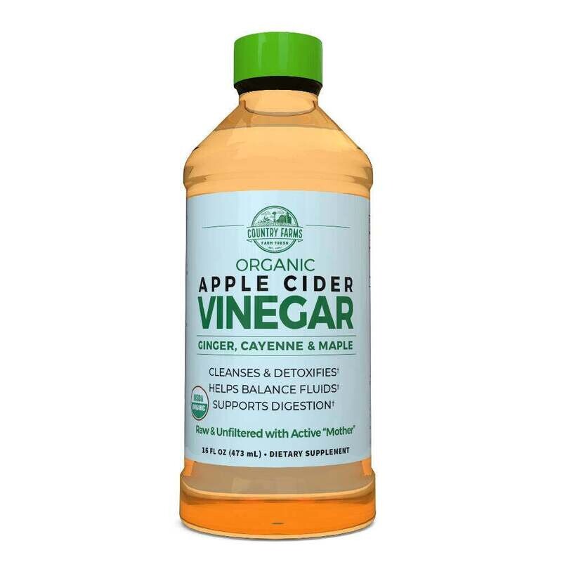 Country Farms Organic Apple Cider Vinegar With Ginger, Cayenne & Maple Liquid 16oz