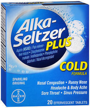 Alka-Seltzer Plus Cold Formula Effervescent Tablets Sparkling Original 20CT