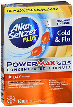 Alka-Seltzer Plus Maximum Strength Cold & Flu PowerMax Gels Day 16CT