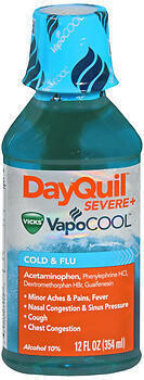 DayQuil Severe+ VapoCool Cold & Flu Liquid 12OZ