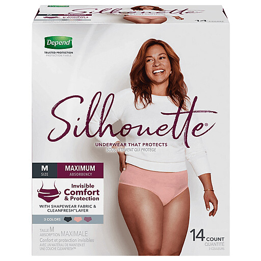 Depend Silhouette M 32-42 in Maximum Absorbency Underwear 3 colors 14 ct