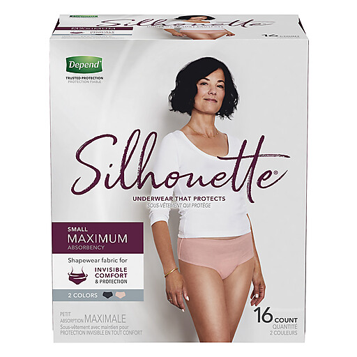 Depend Silhouette S 26-34 in Maximum Absorbency Underwear 3 colors 16 ct