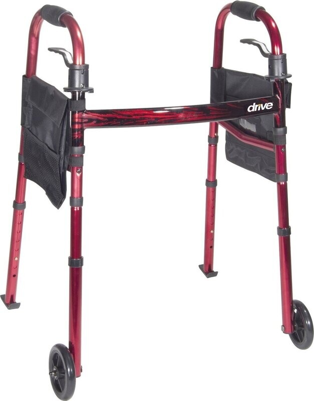 Drive Medical Deluxe Folding Travel Walker With 5" Wheels