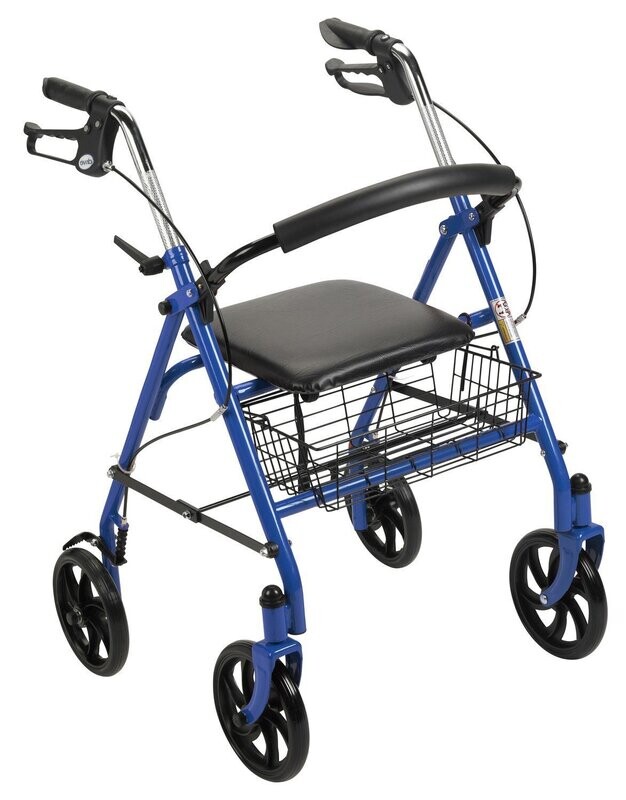 Drive Medical Durable 4 Wheel Steel Rollator With 7.5" Casters