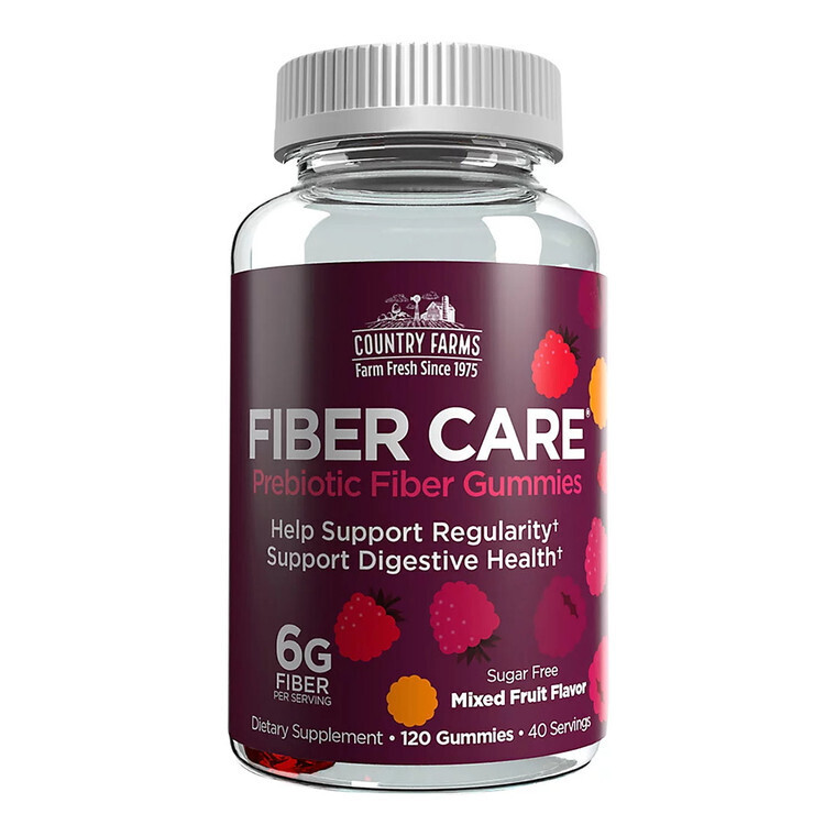 Country Farms Fiber Care Prebiotic Fiber Gummies Sugar Free Mixed Fruit Flavor 120 ct