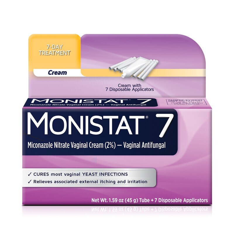 Monistat 7 Miconazole Nitrate Vaginal Cream 2% Vaginal Antifungal 7-Day Treatment 1.59 oz Tube + 7 Disposable Applicators