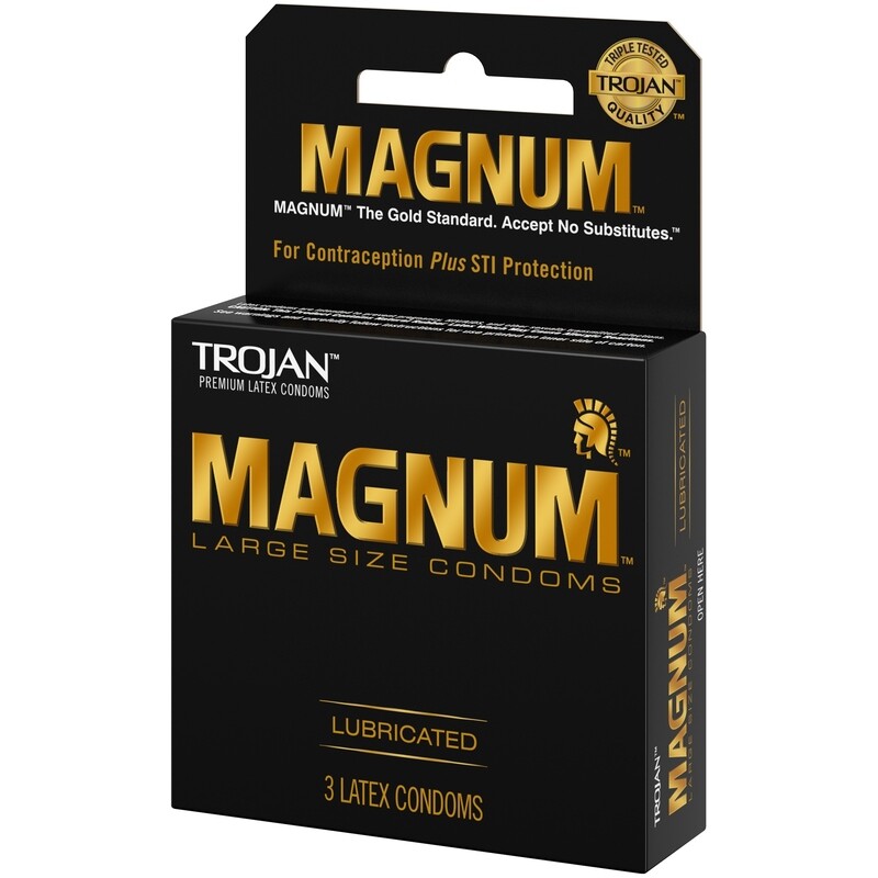 Trojan Magnum Large Size Condoms Lubricated Latex Condoms 3 ct