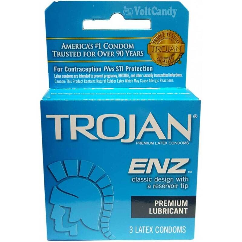 Trojan Enz Classic Reservoir End with Spermicidal Lubricant Lubricated Latex Condoms 3 ct