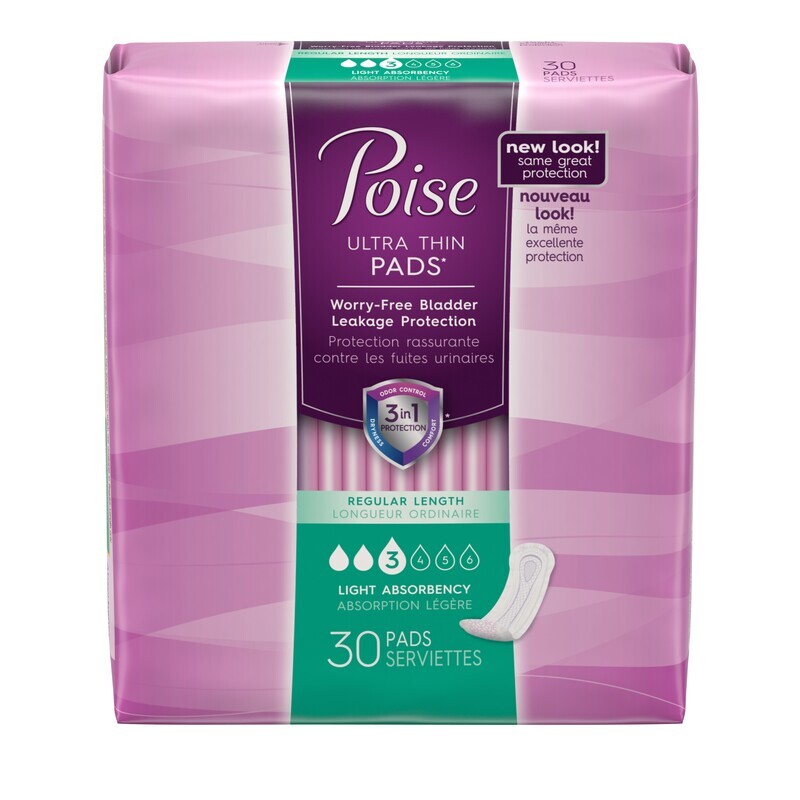 Poise Regular Length Light #3 Pads 30 ct