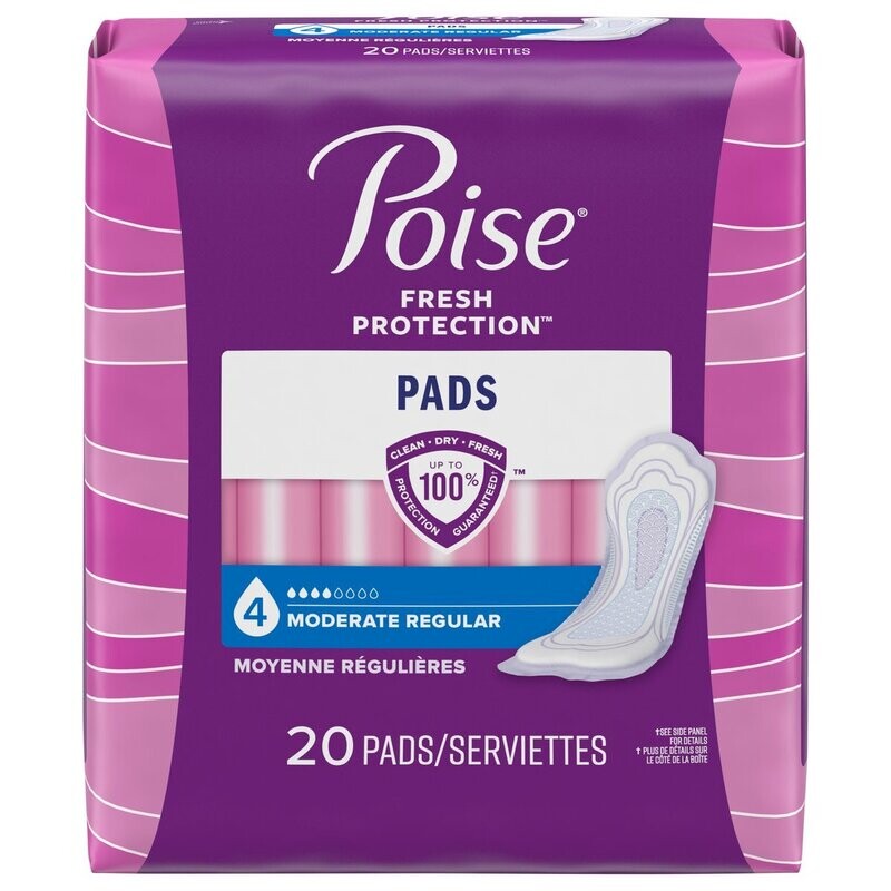Poise Fresh Protection Moderate Regular #4 Pads 20 ct