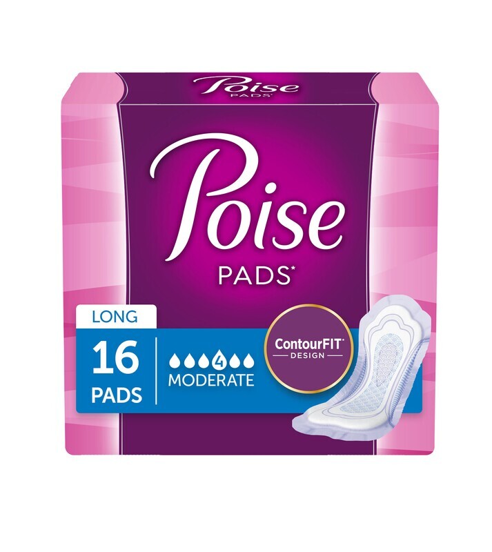 Poise Long Length Moderate #4 Pads 16 ct
