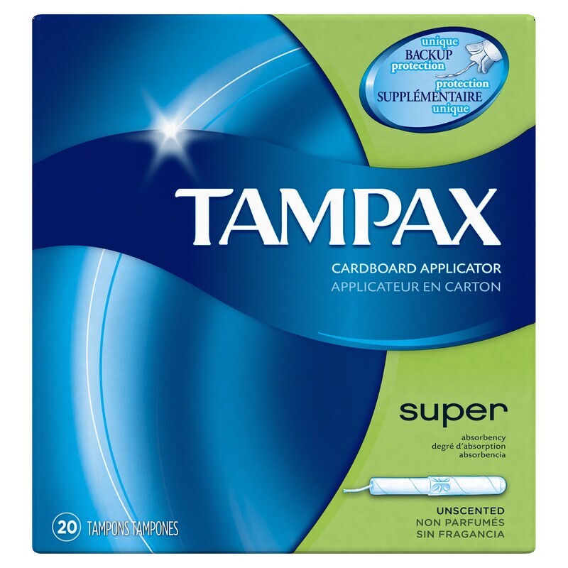 Tampax Super Cardboard Applicator Tampons 20 ct