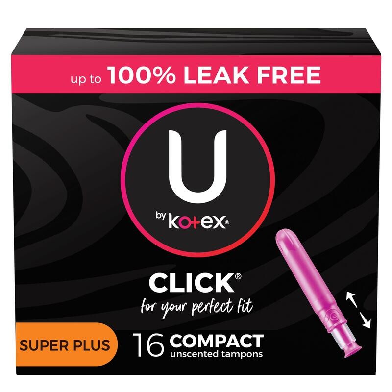 U by Kotex Click with ComfortFlex Compact Unscented Tampons Super Plus 16 ct