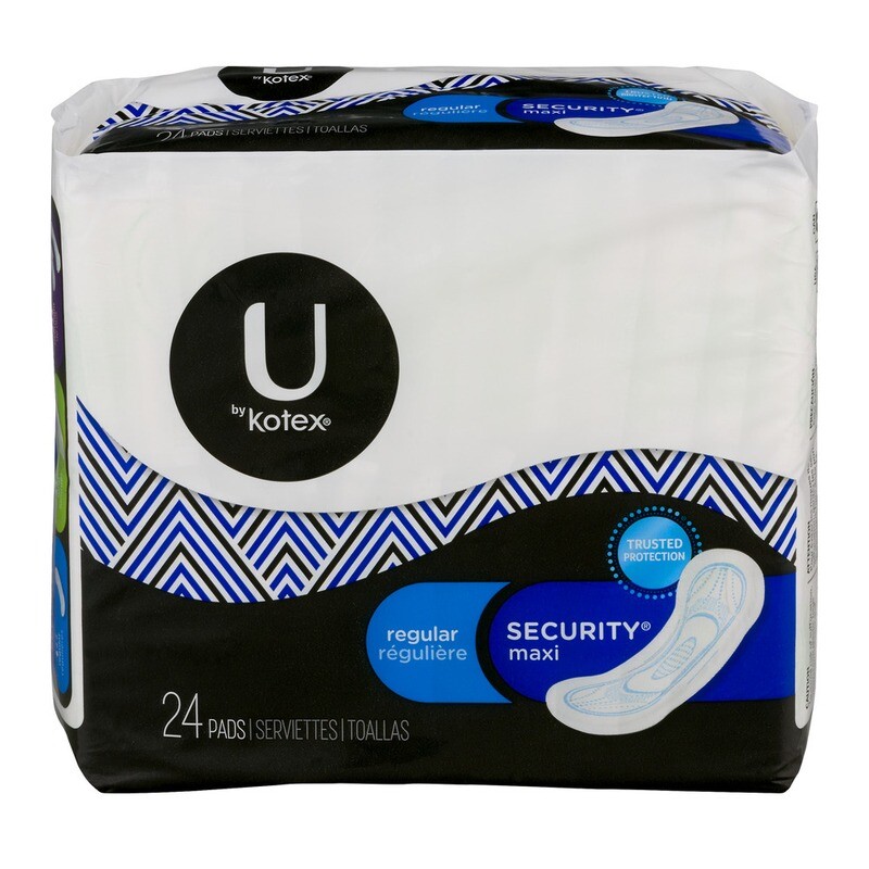 U by Kotex Clean and Secure Maxi Pads Regular 24 ct