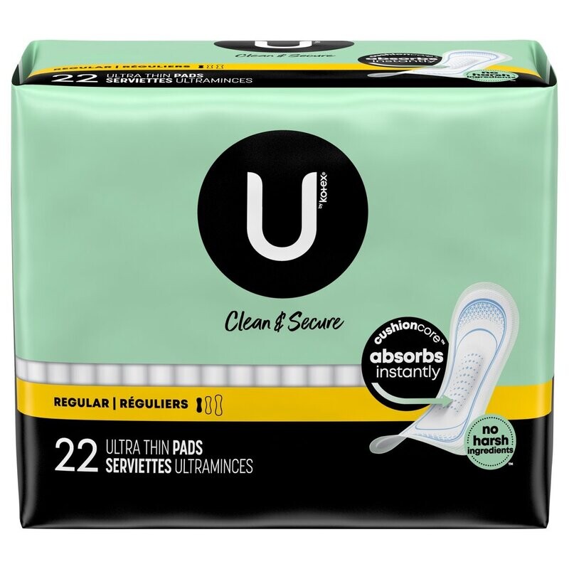 U by Kotex Clean and Secure Regular Ultra Thin Pads 22 ct