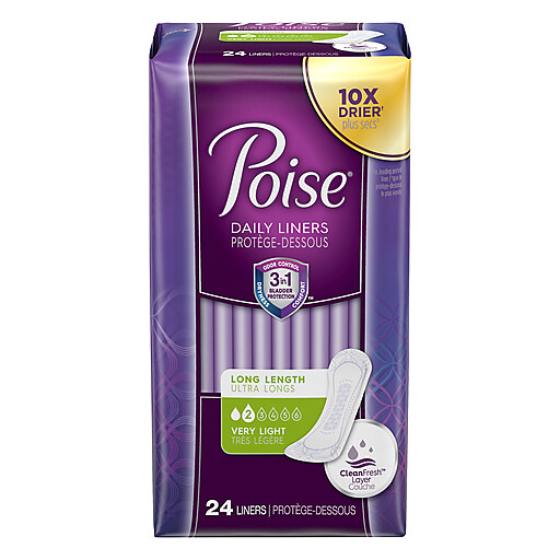 Poise Long Length Very Light #2 Daily Liners 24 ct