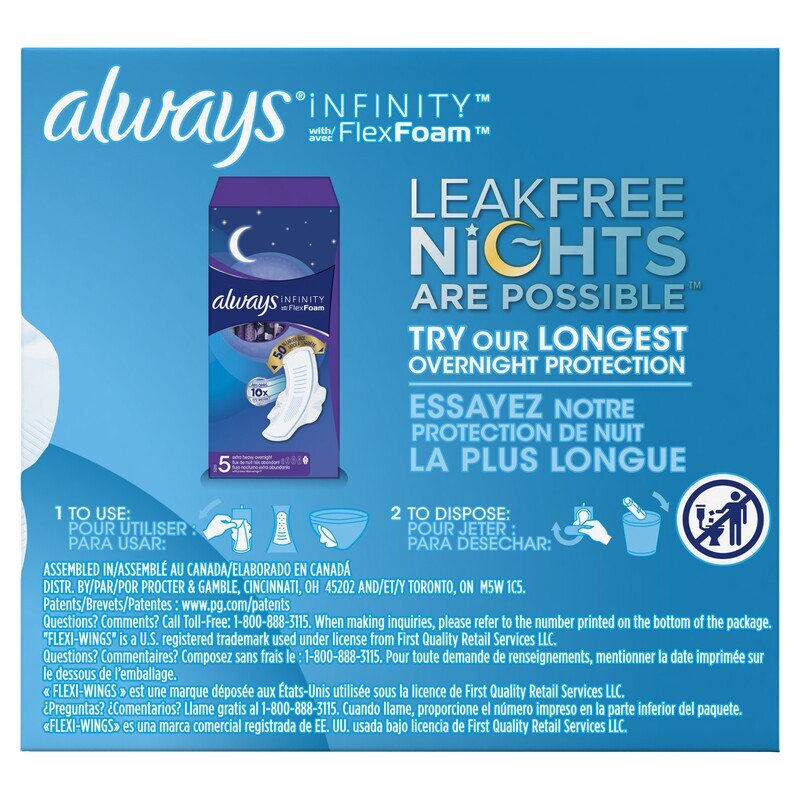 Always Infinity Flex Foam Size 1 Unscented Flexi-Wings Pads 18 ct