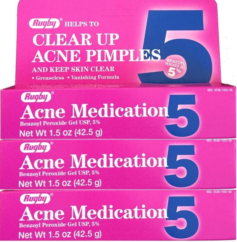 Rugby Acne Medication Benzoyl Peroxide 5% Gel 1.5oz