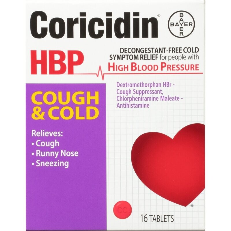 Coricidin HBP Cough and Cold Tablets 16 ct