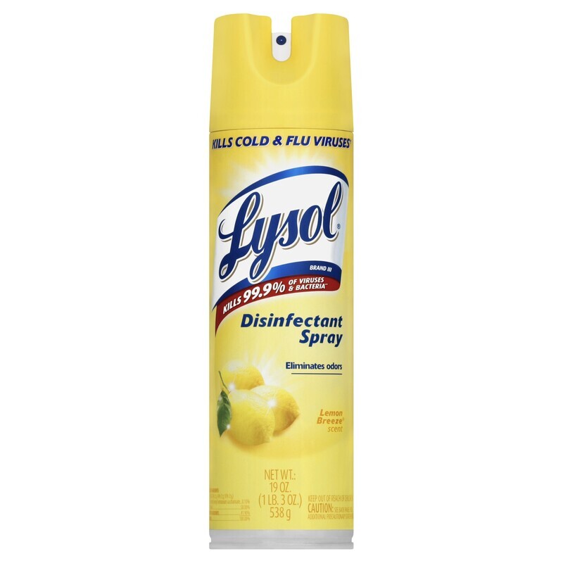 Lysol Disinfectant Spray And Odor Eliminator - Lemon Breeze Scent 19oz