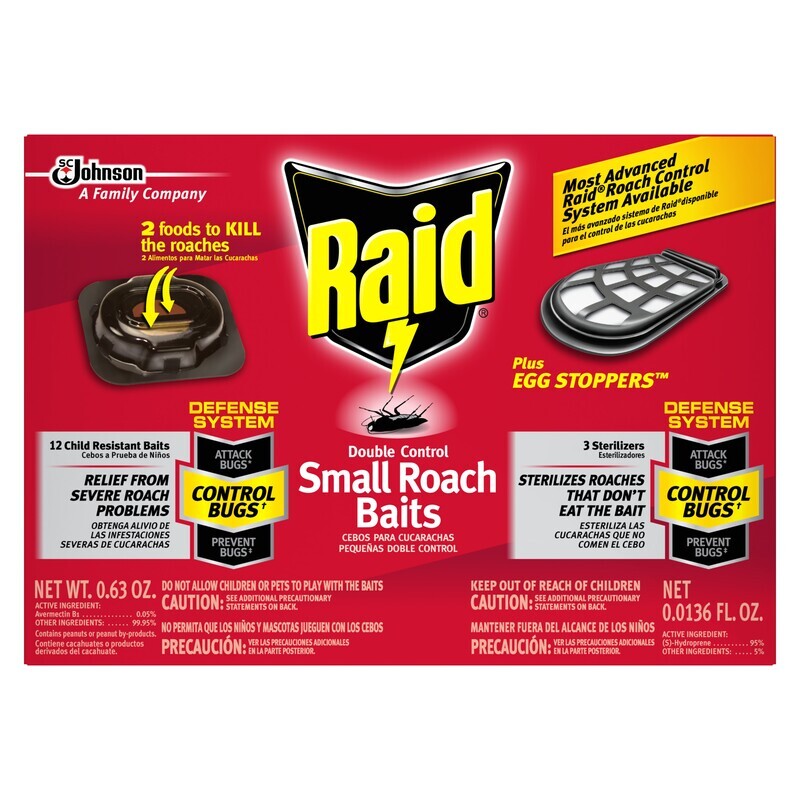 Raid Double Control Small Roach Baits Plus Egg Stoppers 12ct
