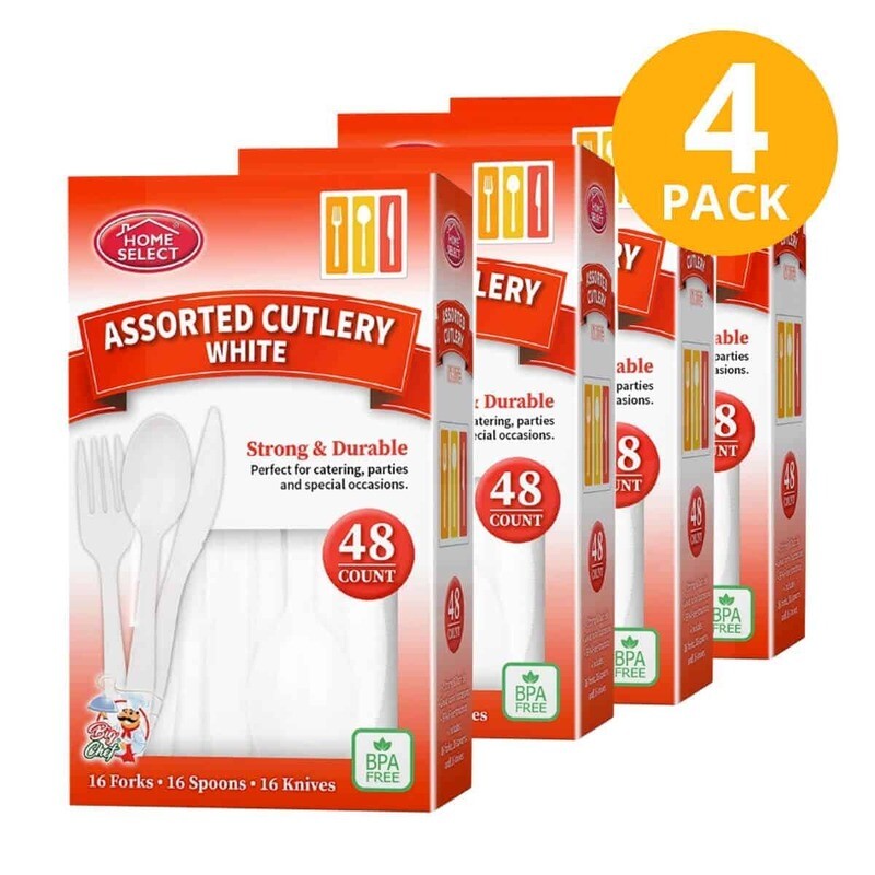 Home Select Assorted Cutlery White 48 ct
