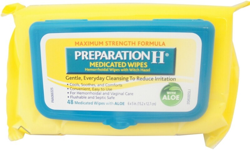 Preparation H Medicated Hemorrhoidal Wipes with Witch Hazel and Aloe 48 ct