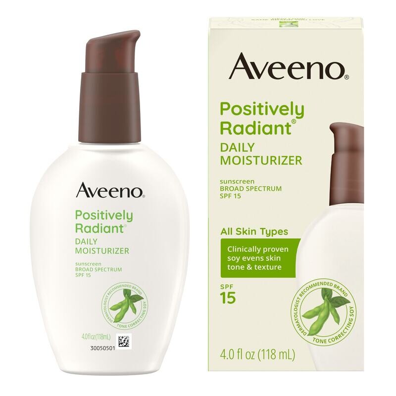 Aveeno Positively Radiant Daily Moisturizer with Sunscreen SPF 15 for All Skin Types 4 fl oz