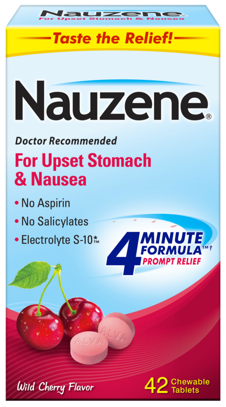 Nauzene For Upset Stomach and Nausea Non-Drowsy Wild Cherry Chewable Tablets 42 ct