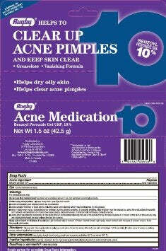 Rugby Acne Medication Benzoyl Peroxide 10% Gel 1.5oz
