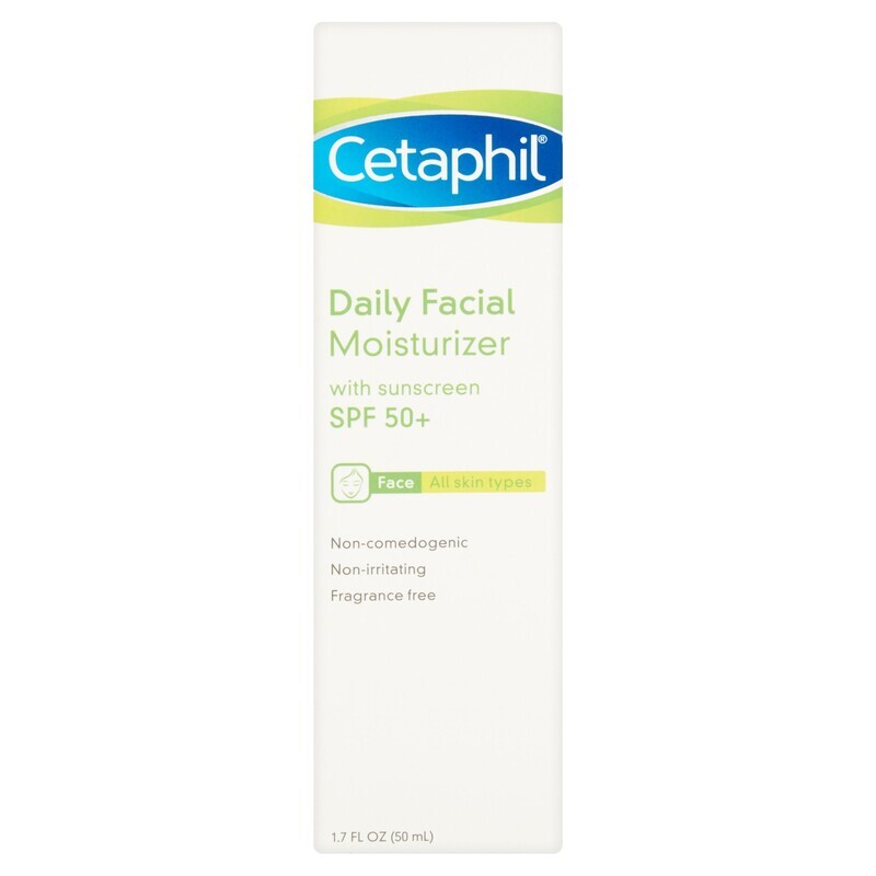 Cetaphil Daily Facial Moisturizer with Sunscreen SPF 50+ for Dry to Normal, Sensitive Skin 1.7 fl oz