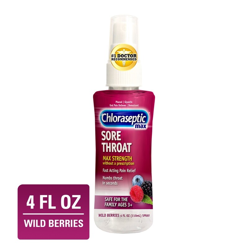 Chloraseptic Sore Throat Max Strength Wild Berries Spray 4 fl oz