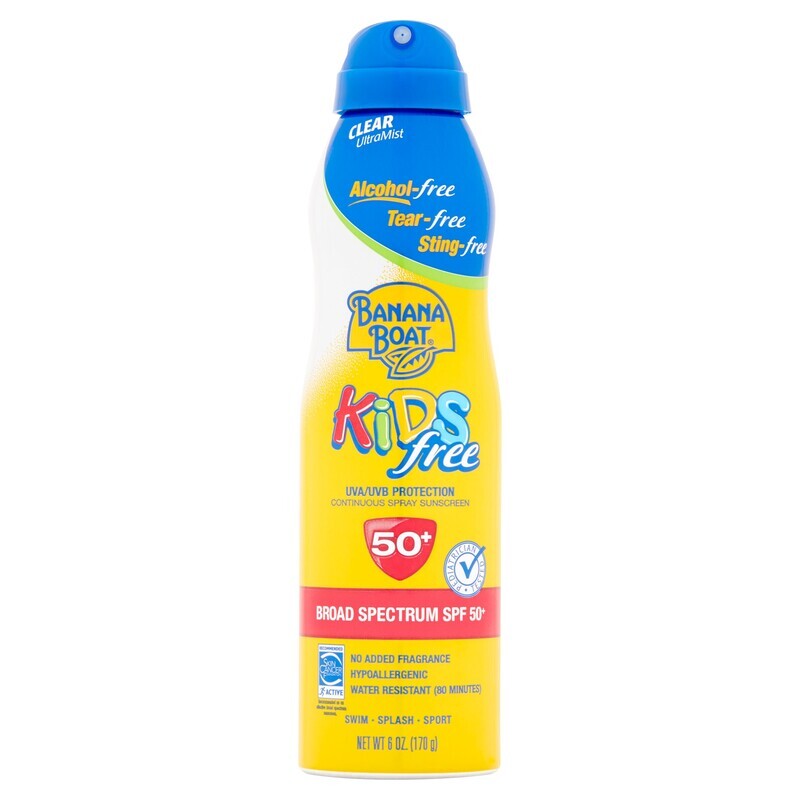 Banana Boat Kids Free Clear Sunscreen Spray SPF 50+ Alcohol Free 6 oz