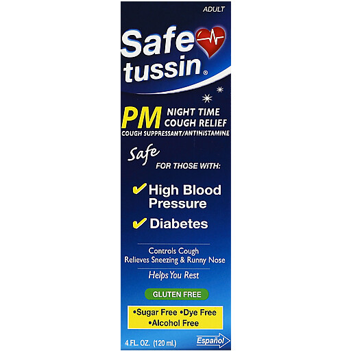 SafeTussin PM Nighttime Cough Relief for High Blood Pressure and Diabetes