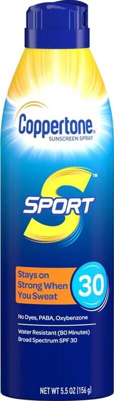 Coppertone Sport Sunscreen Spray SPF 30 4-in-1 Performance 5.5 oz