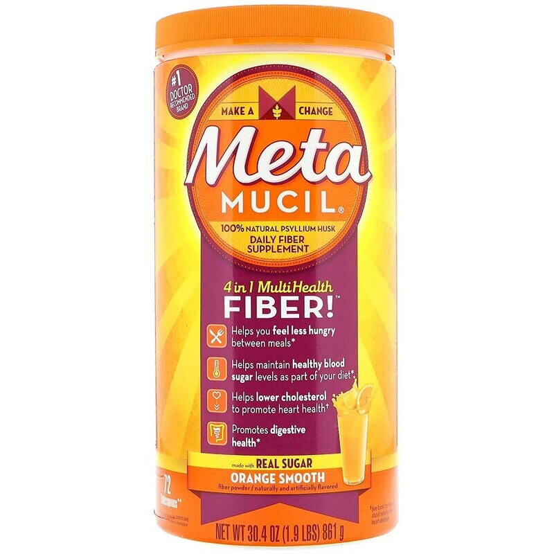 Meta Mucil 4-in-1 Fiber Made With Real Sugar Orange Flavor 861 g