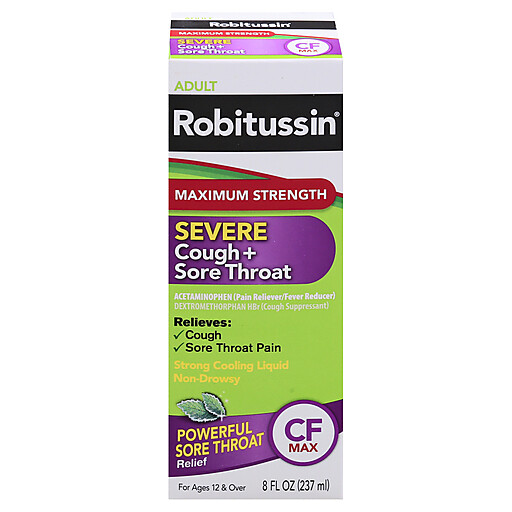 Robitussin Maximum Strength Severe Cough + Sore Throat Mint 8 fl oz Robitussin Maximum Strength Severe Cough + Sore Throat Mint 8 fl oz