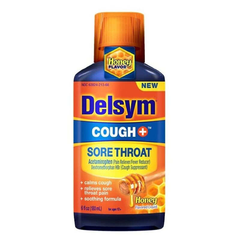 Delsym Cough + Sore Throat Honey Flavored Liquid 6 fl oz Delsym Cough + Sore Throat Honey Flavored Liquid 6 fl oz
