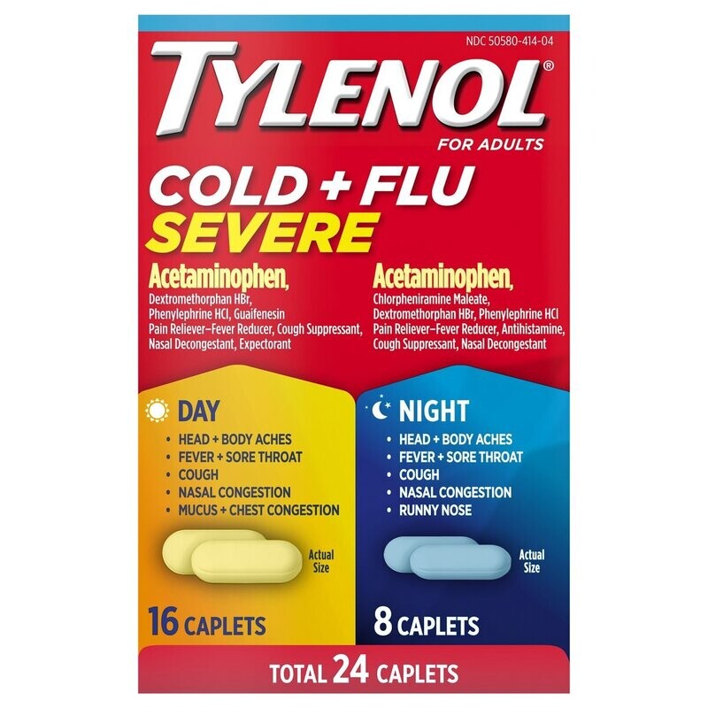 Tylenol Cold and Flu Severe 16 Day Caplets + 8 Night Caplets Tylenol Cold and Flu Severe 16 Day Caplets + 8 Night Caplets