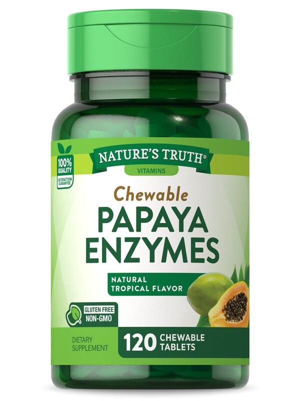 Papaya Enzymes Chewable Tablets - Natural Tropical Flavor 120ct