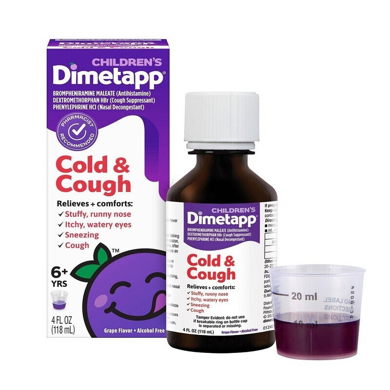 Dimetapp Children’s Cold and Cough Grape Flavored Liquid 4 fl oz Dimetapp Children’s Cold and Cough Grape Flavored Liquid 4 fl oz