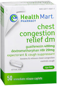 Health Mart Chest Congestion Relief DM Immediate Release Caplets 50CT
