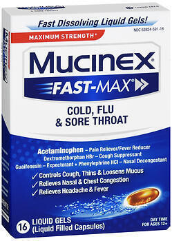 Mucinex Fast-Max Cold, Flu & Sore Throat Liquid Gels 16CT
