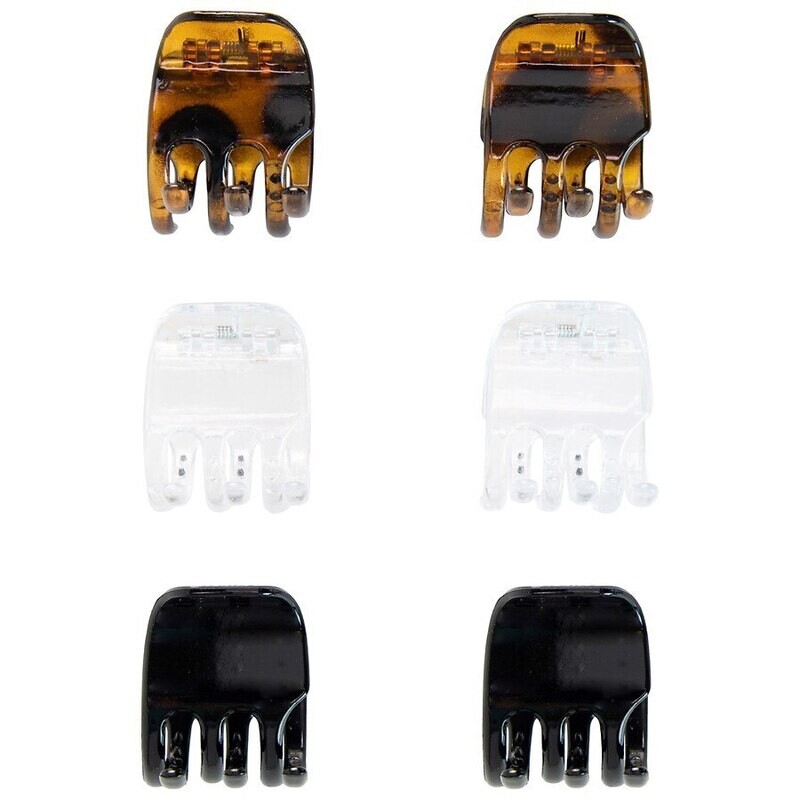Scünci Jaw Clips - Black, Brown & Clear 6 Pack