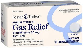 Foster & Thrive Regular Strength Gas Relief Simethicone 80 mg Chewable Tablets Mint 36ct