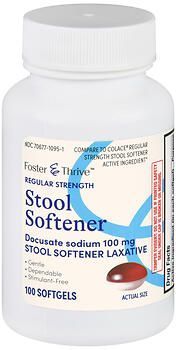 Foster & Thrive Regular Strength Stool Softener Docusate Sodium 100 mg Softgels 100CT