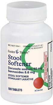 Foster & Thrive Stool Softener Docusate Sodium 50 mg Sennosides 8.6 mg Tablets 100CT