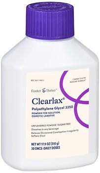 Foster & Thrive Clearlax Polyethylene Glycol 3350 Powder for Solution Unflavored 510G